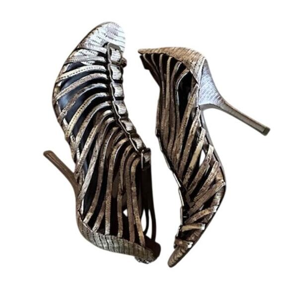 Tory Burch Strappy All Leather Snakeskin Heels – Size 10 - Picture 1 of 9
